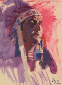 Neil Boyle (1931-2006), Portrait with headdress