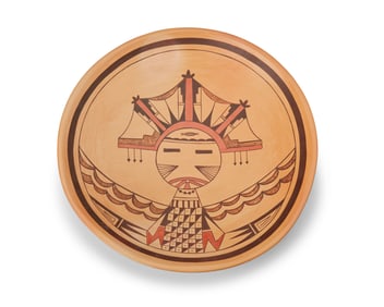 Dawn Navasie (b. 1961, Hopi-Tewa), A polychrome yellowware pottery low bowl, late 20th/21st century