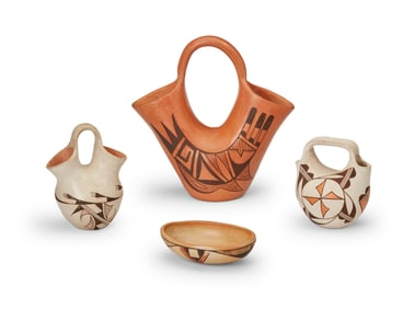 A group of Southwest Pueblo pottery vessels