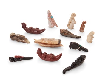 A group of Zuni & Navajo carved stone fetish figures