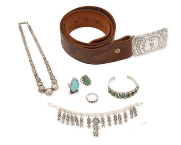 A group of Southwest silver jewelry