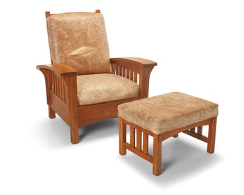 An Arts & Crafts bow arm Morris chair