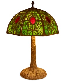 A Bradley & Hubbard slag glass table lamp