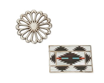 Two Southwest sterling silver dress accessories