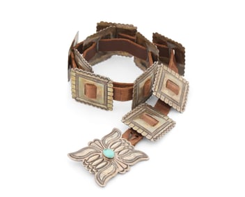 A Navajo sterling silver concho belt