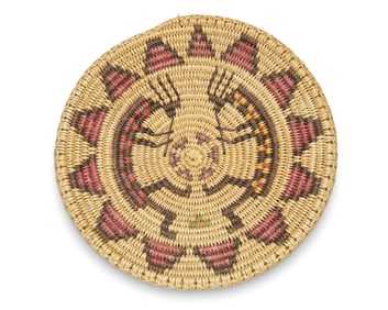 Peggy Rock Black (b. 20th century, Dine), A polychrome Navajo pictorial basketry tray