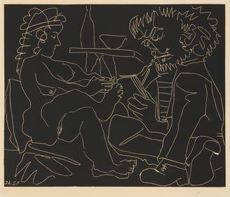 Pablo Picasso (1881-1973), "Peintre Dessinant et Modele nu au Chapeau," 1965