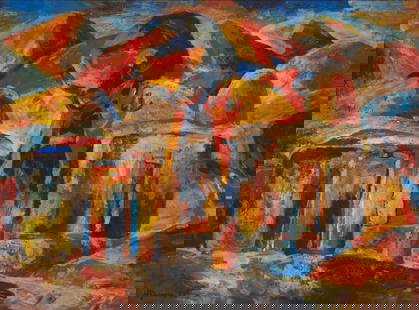 Minas Avetisyan (1928-1975), "Autumnal Jajur," 1973: Minas Avetisyan(1928-1975)&quot;Autumnal Jajur,&quot; 1973Oil on canvasSigned in Armenian and dated lower left: Minas 73; signed and dated again, and titled, all in Armenian, verso23.75&quot; H x 31.5