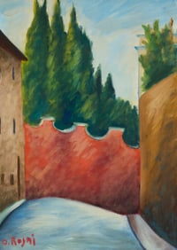 Ottone Rosai (1895-1957), Street view with red wall