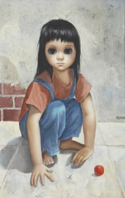 Margaret Keane (1927-2022), Girl playing jacks, circa 1965