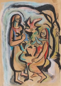Polia Pillin (1909-1992), Two women with birds