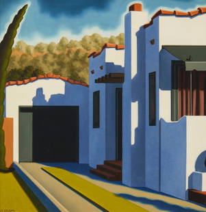 Robert Kenton Nelson (b. 1954), "Across from Mr. Barnes": Robert Kenton Nelson(b. 1954)&quot;Across from Mr. Barnes&quot;Oil on MasoniteSigned lower left: R.K. Nelson; titled on a label affixed to the frame's backing paper12&quot; H x 12&quot; W Provenance:<
