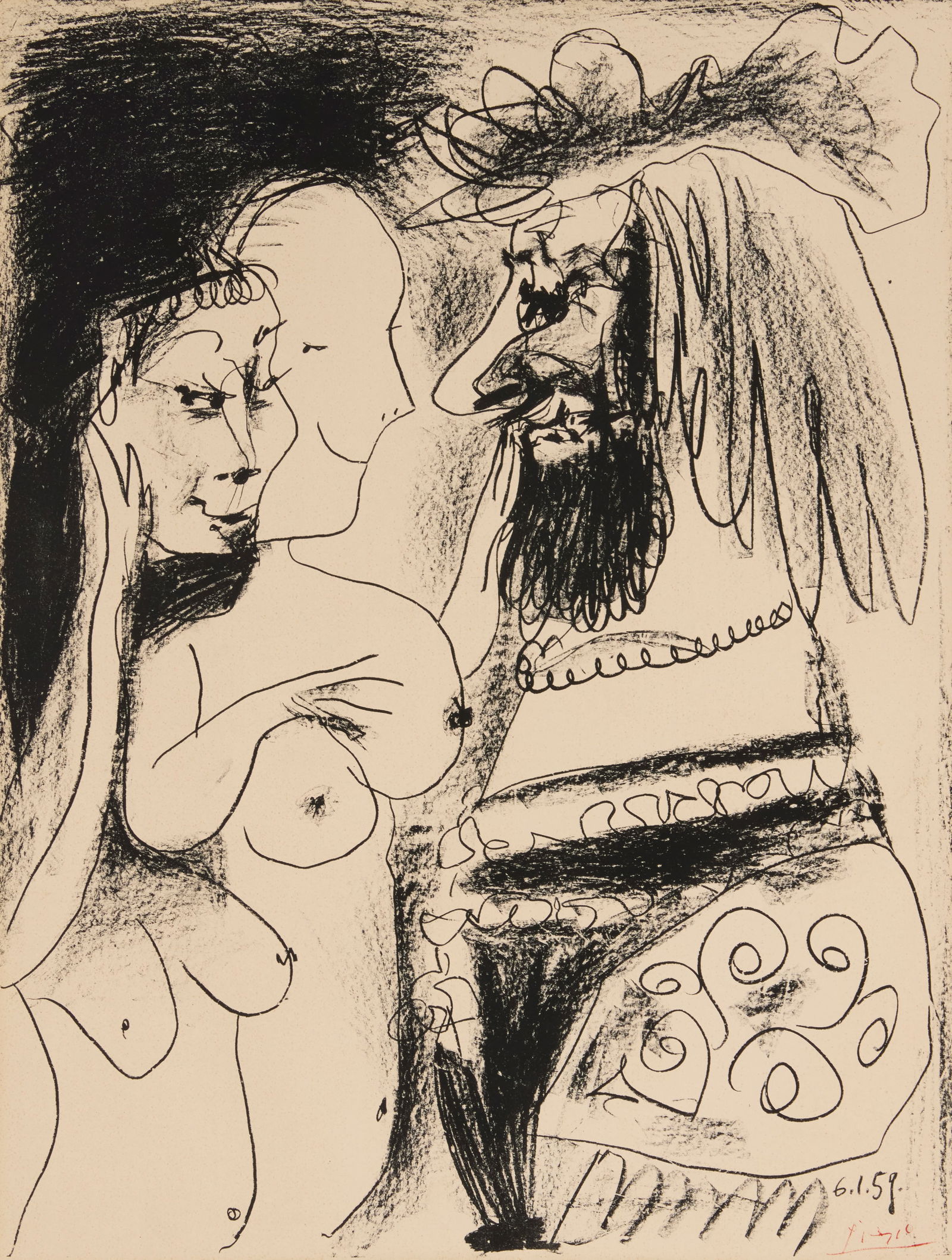 Pablo Picasso (1881-1973), "Le Vieux Roi," 1959: Pablo Picasso(1881-1973)"Le Vieux Roi," 1959Lithograph on wove paper, watermark MourlotFrom the edition of 1000 (there was also a hand-signed and numbered edition of 200)With the artist's re