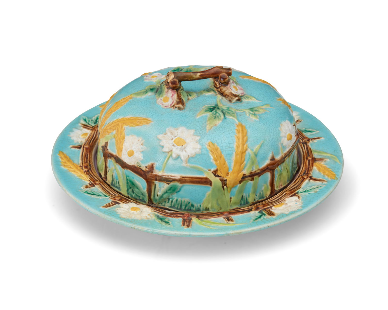 A George Jones & Sons majolica pottery covered muffin dish (1 of 5)