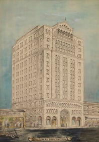 Fine Arts Building, Los Angeles, Walker & Eisen Presentation Architectural Rendering, circa 1925