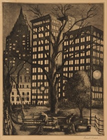 Ernest Fiene (1894-1965), "City Lights (Madison Square Park)," 1932/40