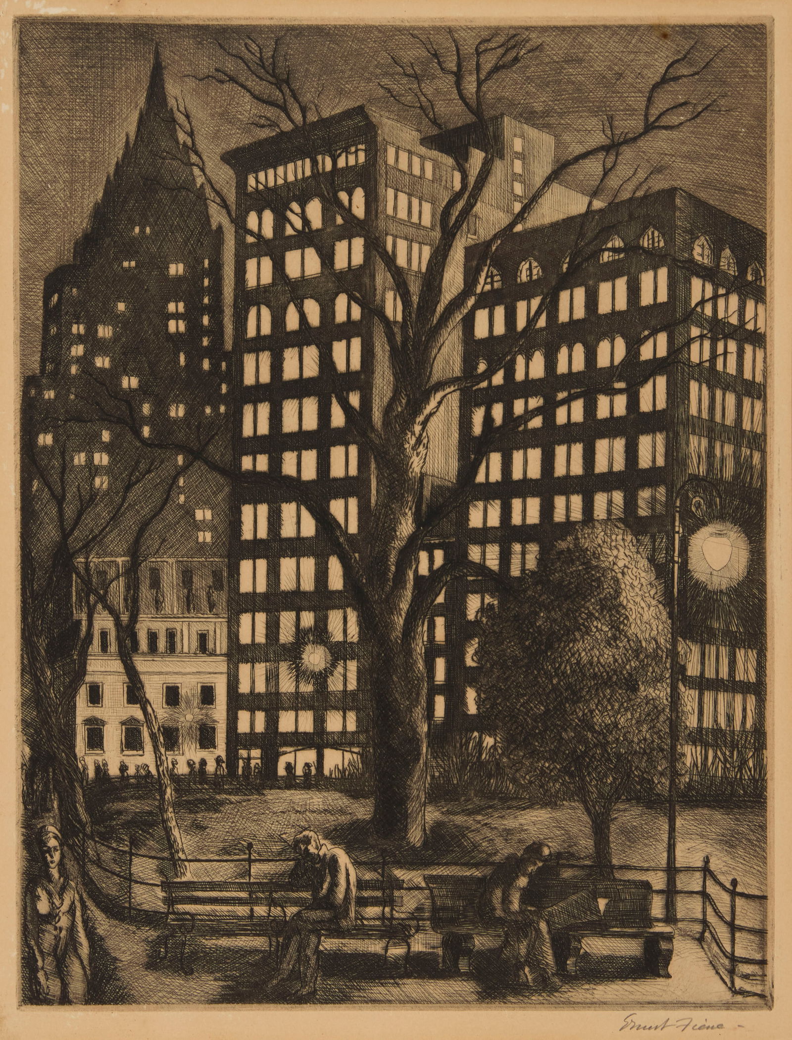Ernest Fiene (1894-1965), "City Lights (Madison Square Park)," 1932/40 (1 of 5)