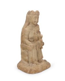 A Gothic-style carved sandstone Madonna and Child figure