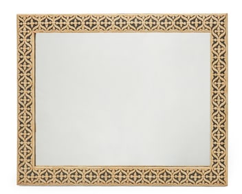 A Contemporary carved bone frame mirror