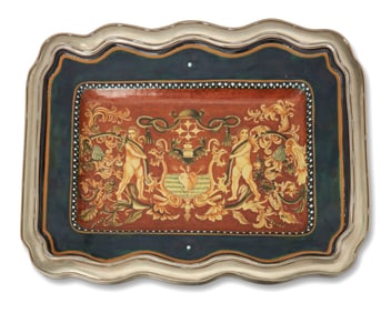 An Italian framed ceramic wall plaque
