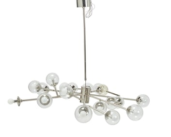 A Modern glass globe chandelier