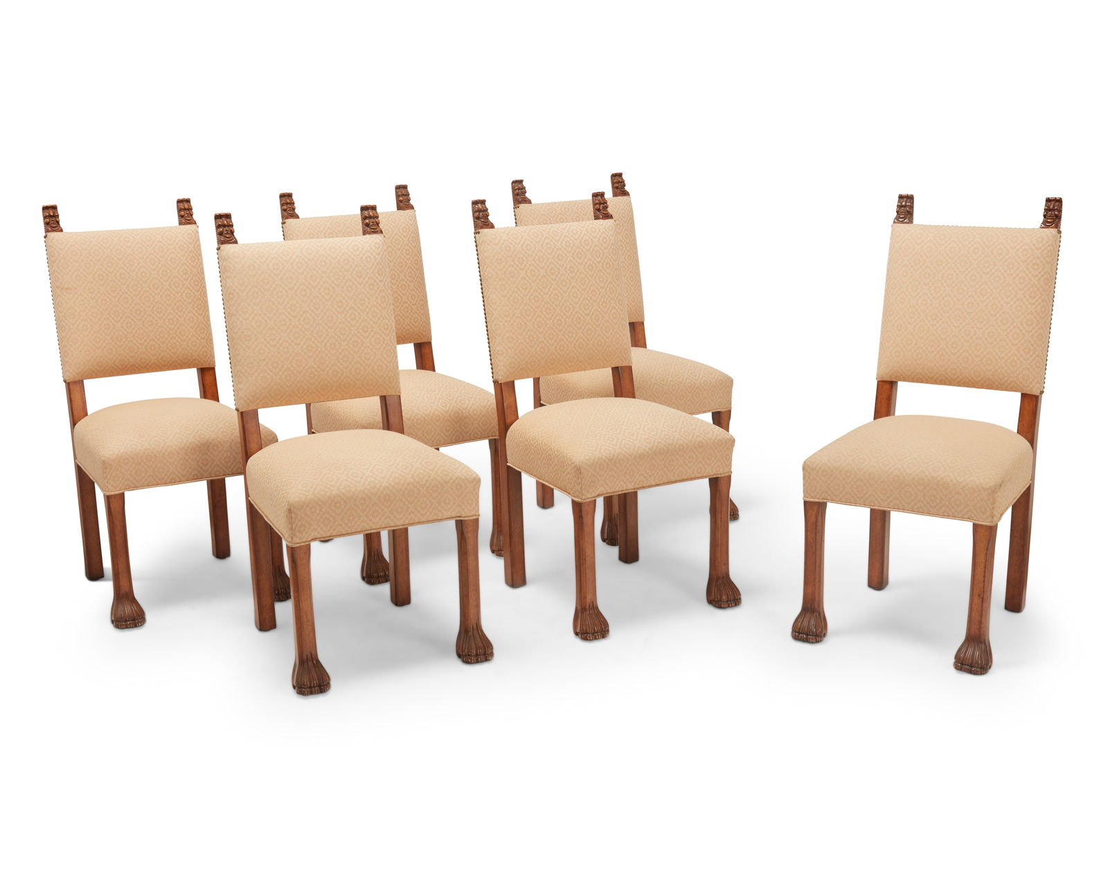 A set of William Switzer walnut "Tahitian" side chairs: A set of William Switzer walnut "Tahitian" side chairsLate 20th/early 21st centuryEach with metal tag to underside: Made in the U.S.A. / Charles Pollock Reproductions, Inc. / Los Angeles, CA