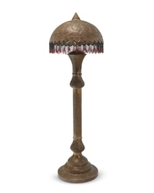A Syrian Moorish-style brass floor lamp
