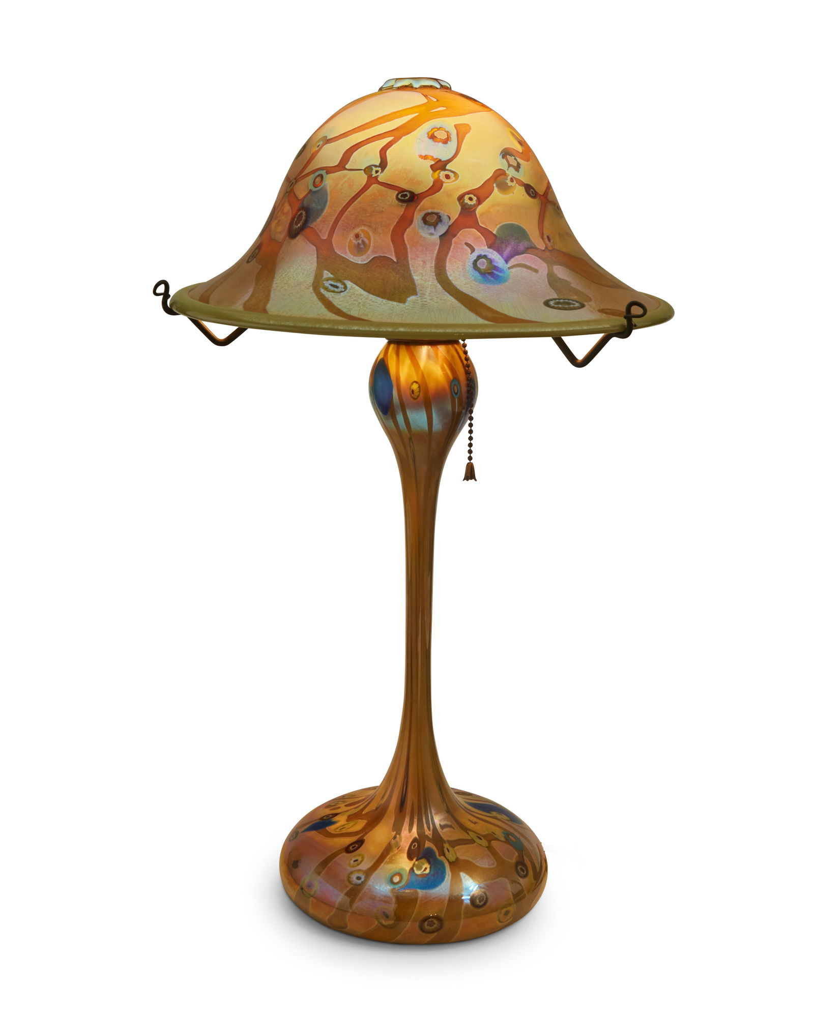 John Cook (1947-2013), An art glass lamp for Phoenix Studios, 1978: John Cook (1947-2013)An art glass lamp for Phoenix Studios, 1978Shade and base each etched: John Cook / Phoenix Studios; shade dated: 78; base with applied sticker: [logo] / Phoenix Studios / Santa Ba