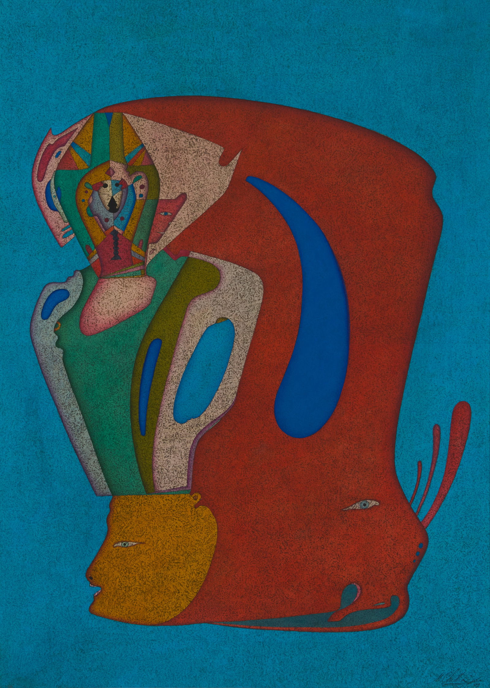 Mihail Chemiakin (b. 1943), "God of the Cats," 1979: Mihail Chemiakin(b. 1943)"God of the Cats," 1979Gouache, watercolor, and ink on paperSigned and dated in ink lower right: M. Chemiakin / 79; titled from the 1995 St. Petersburg, Russia, Stat