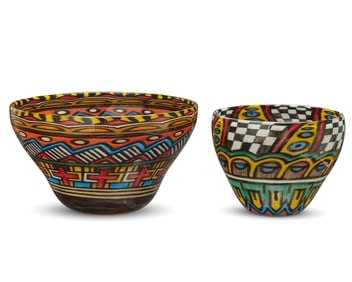 Gavin Heath (b. 1961), Two art glass bowls, early 21st century