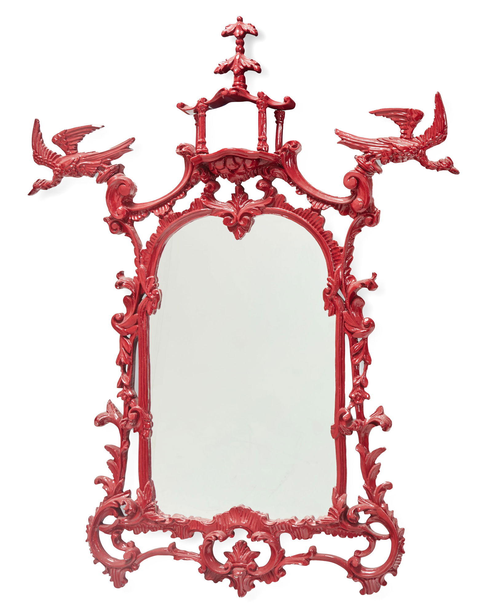 A Chinese Chippendale-style carved wood mirror (1 of 5)