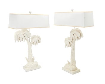 A pair of Contemporary palm tree table lamps