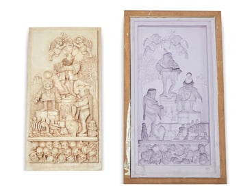 Charles Bragg (1931-2017), A cast plaque and silicone mold, late 20th century
