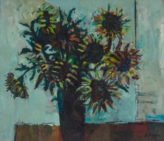 Robert Frame (1924-1999), Still life with sunflowers