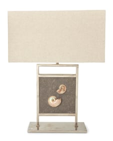 A Modern fossil specimen-mounted table lamp