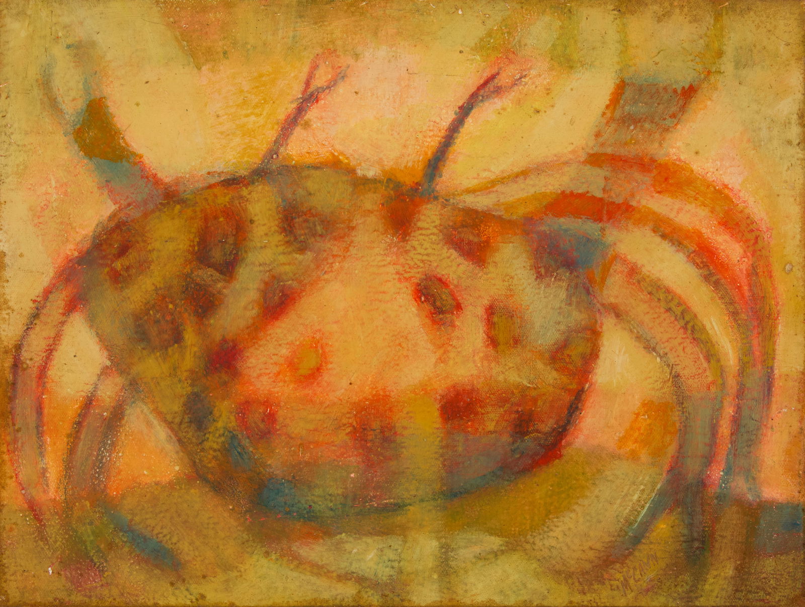 George McCann (20th century), "Crab": George McCann(20th century)"Crab"Oil on canvasSigned lower right: McCann; signed again and titled in ink on the stretcher: George McCann12" H x 16" W
