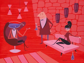 Josh Agle (aka SHAG) (b. 1962), "The Chemistry Lesson"