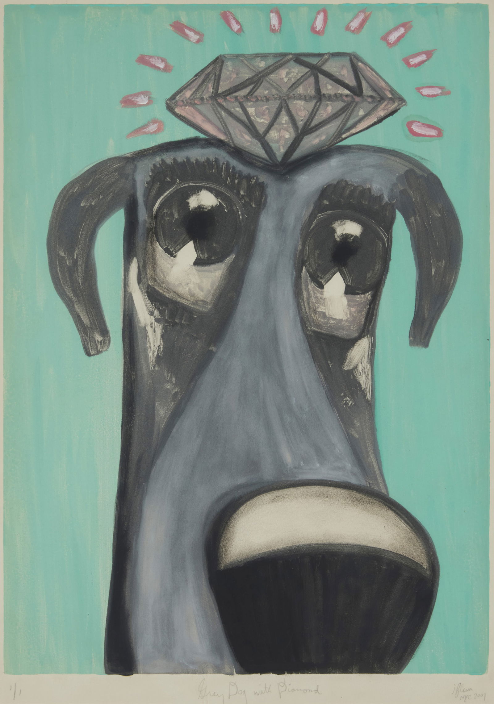 Jonathan Blum (20th century), "Grey Dog with Diamond," 2001 (1 of 7)