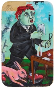 Robert Clayton (b. 1963), Green man with tooth, circa 2015