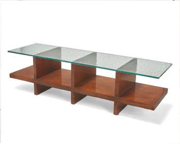 A Century Furniture wood and glass coffee table