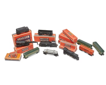 A group of Lionel O-Gauge steam engine train set items