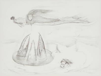 Leonora Carrington (1917-2011, British-Mexican), "Cocodrilos," 1974: Leonora Carrington(1917-2011, British-Mexican)&quot;Cocodrilos,&quot; 1974Lithograph on BFK Rives paperEdition: 21/100Signed and numbered in pencil lower left: Leonora Carrington; with the printed sig
