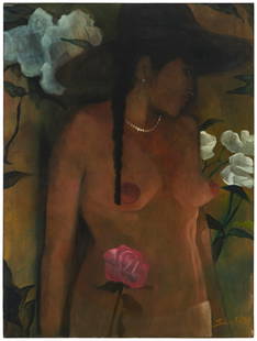 Sonya Fe (b. 1952), "The Last Look," 1987: Sonya Fe(b. 1952)&quot;The Last Look,&quot; 1987Oil on canvasSigned and dated lower right: Sonya Fe '87; titled on the stretcher39.75&quot; H x 30&quot; W Other Notes:Sonya Fe is a Hispanic Amer