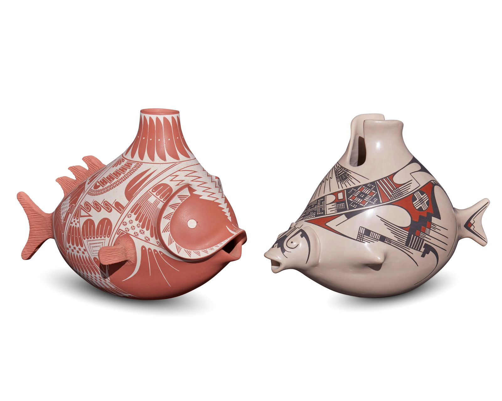 Two Mata Ortiz fish effigy pottery vessels (1 of 4)