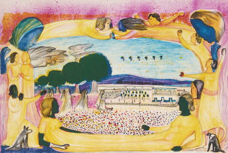Rodolfo Morales (1925-2001, Mexican), Untitled: Rodolfo Morales(1925-2001, Mexican)UntitledLithograph in colors on paperEdition: 71/100Signed and numbered in pencil in the lower corners of the image: Rodolfo MoralesSight: 19.75&quot; H x 29.25&quot