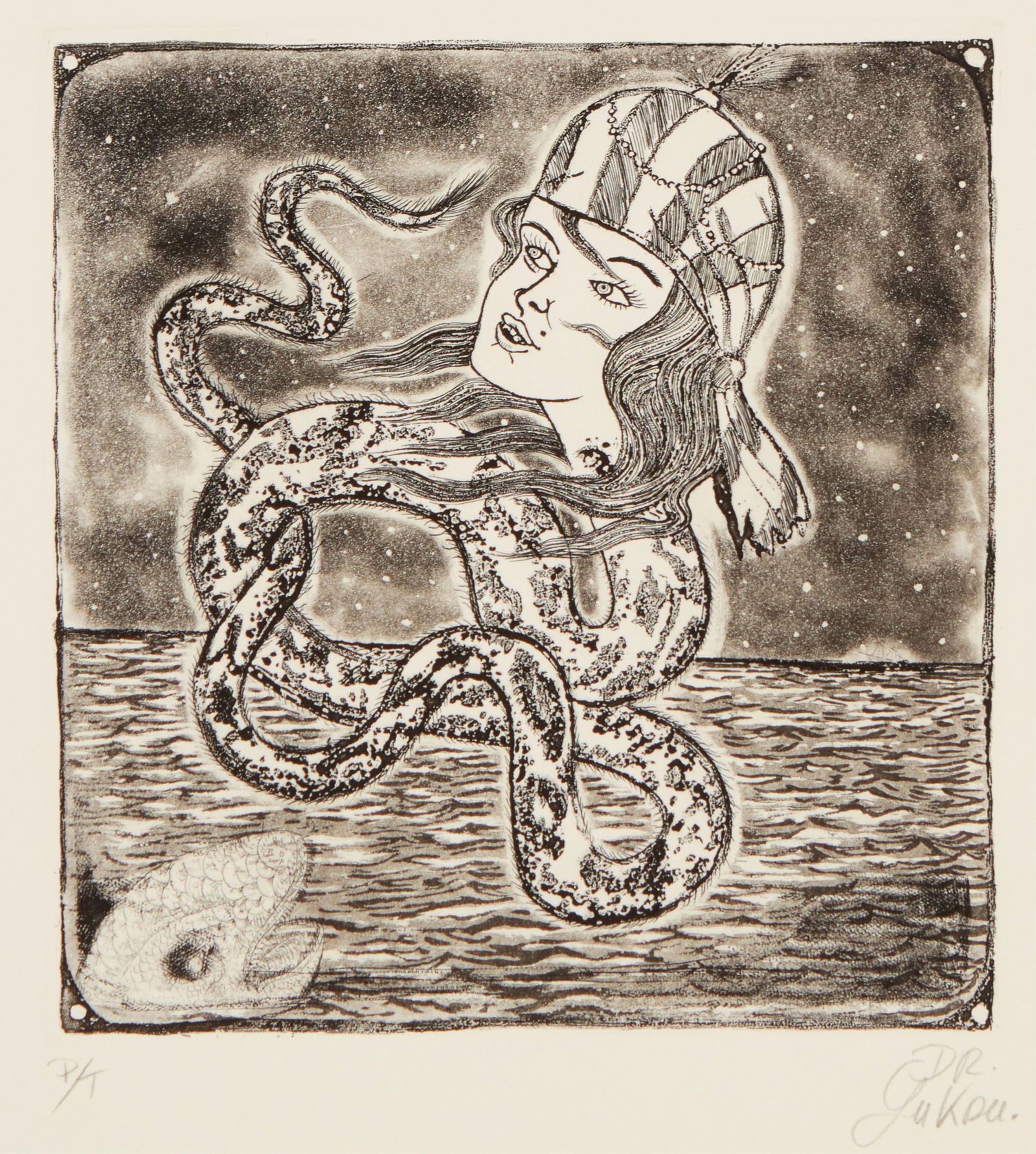 Jeronimo ("Dr. Lakra") Lopez Ramirez (b. 1972, Mexican), "Mujer Culebra" (1 of 6)