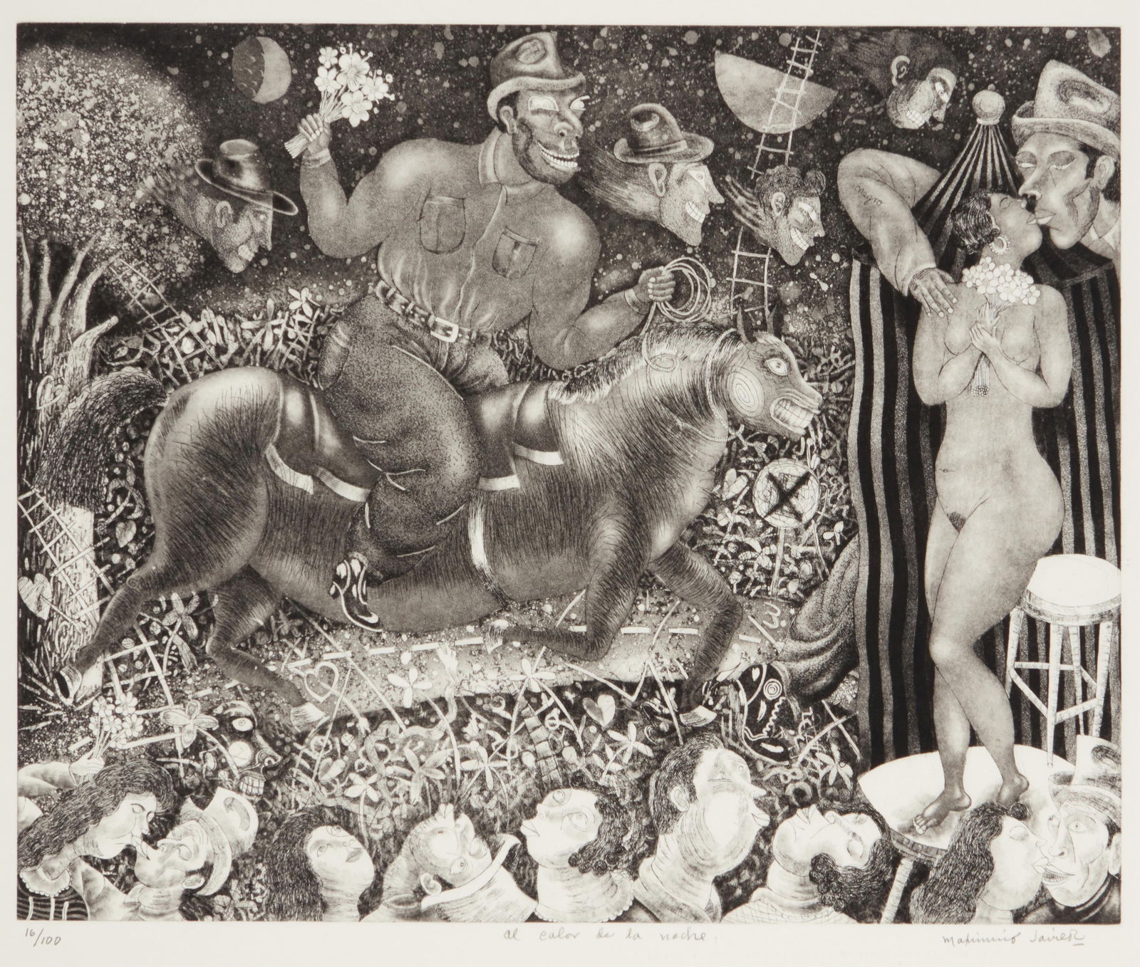 Maximino Javier (b. 1948, Mexican), "Al calor de la noche" (1 of 8)