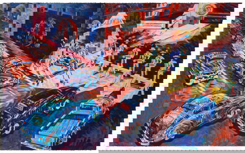 Frank Romero (b.1941), "The Closing of Whittier Boulevard," 1990: Frank Romero(b.1941)&quot;The Closing of Whittier Boulevard,&quot; 1990Screenprint in colors on paperAside from the edition of 99Signed and inscribed in white chalk in the lower left corner of the ima