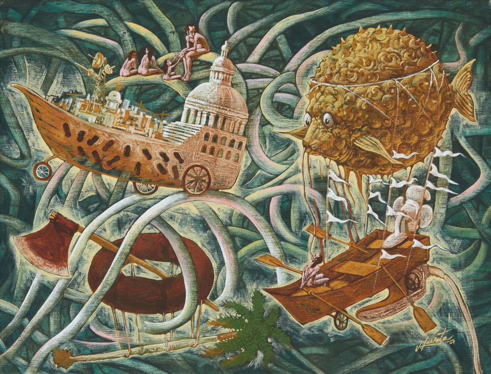 Victor Huerta Batista (b. 1972, Cuban), Surrealist seascape, 2007: Victor Huerta Batista(b. 1972, Cuban)Surrealist seascape, 2007Acrylic on canvasSigned and dated lower right: V. Huerta / 0713.25" H x 17.25" W