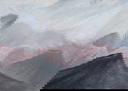 Julio Chico (b. 1947, Mexican), "Birth of the Eagle," 1989: Julio Chico(b. 1947, Mexican)&quot;Birth of the Eagle,&quot; 1989Oil on canvasSigned and dated lower right: J. Chico / 89; titled from the sales invoice23.5&quot; H x 33.5&quot; W Provenance:Gal